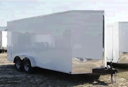 14ft T/A Cargo Trailer-White with Ramp door