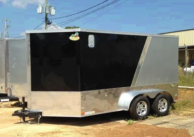 14ft V-Nose Two Tone Silver/Black Cargo Trailer