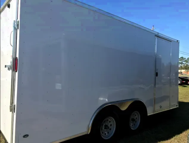 White V-nose16ft Enclosed Cargo Trailer