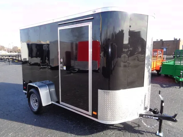 10FT BLACK SINGLE AXLE V-NOSE CARGO