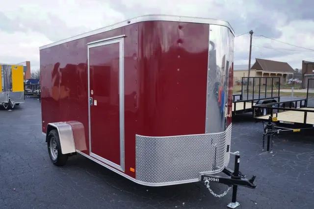 12FT MAROON V-NOSE CARGO TRAILER