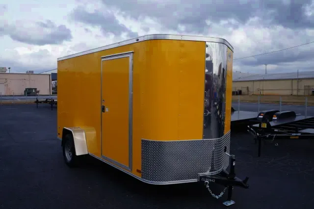 12ft  Yellow Cargo Trailer with V-Nose and Ramp