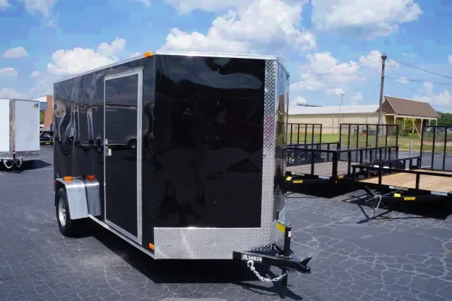 12FT   BLACK CARGO TRAILER WITH  RAMP DOOR
