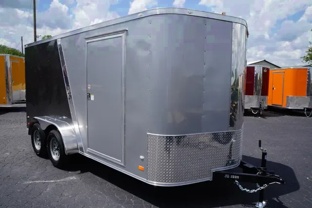 14FT TWO TONED SILVER/BLACK CARGO TRAILER