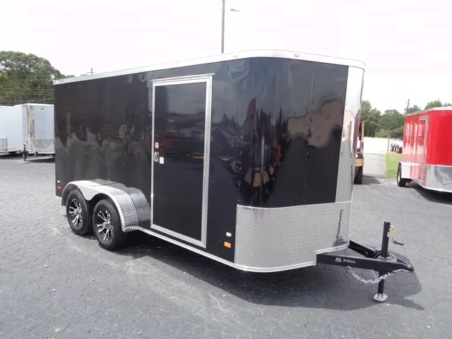 14FT V-NOSE BLACK CARGO WITH RAMP TANDEM