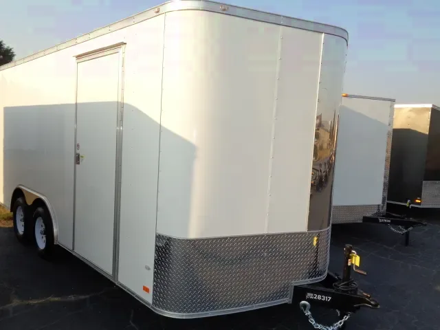 16FT ENCLOSED CARGO TRAILER...RAMP...WHITE