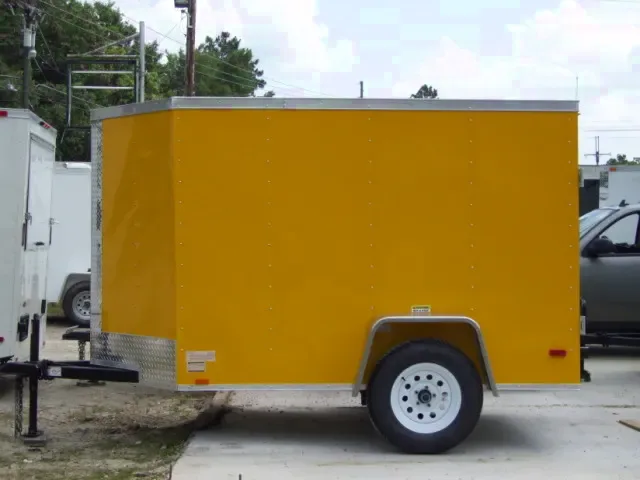 8FT SA  CARGO TRAILER - YELLOW V-NOSE - SINGLE REAR DOOR