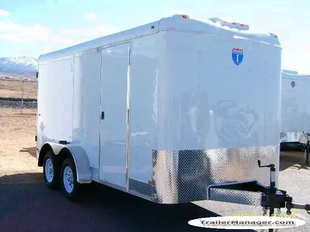 14ft Tandem Axle Flat Front WHITE With Double Doors