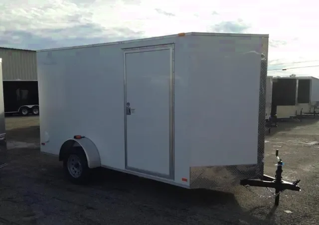 WHITE 12FT SA CARGO TRAILER SPRING ASSIST RAMP