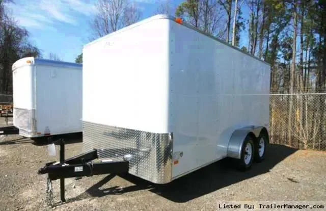 14ft  FLAT FRONT WHITE CARGO TRAILER