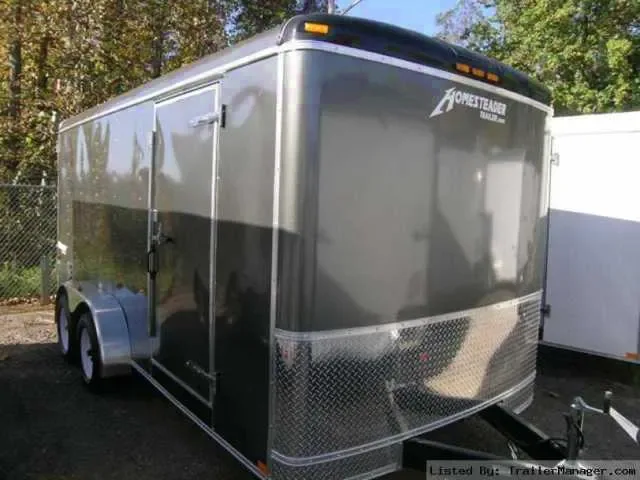 16FT V-NOSE CHARCOAL CARGO TRAILER-TANDEM AXLE