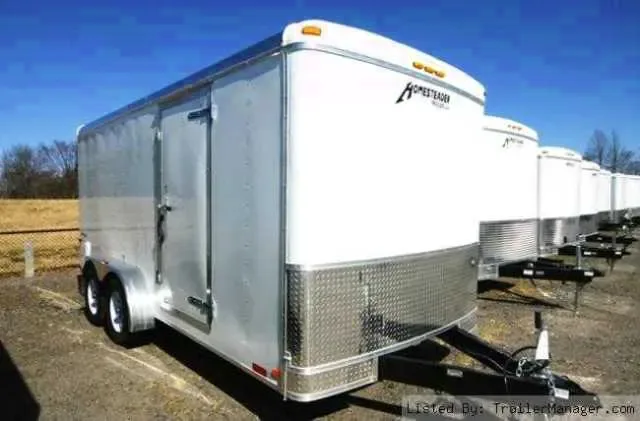16FT White Flat Front Cargo Trailer w/Ramp