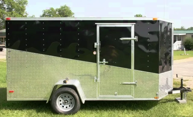 12ft Cargo Trailer - Black Wrap Around Diamond Plating