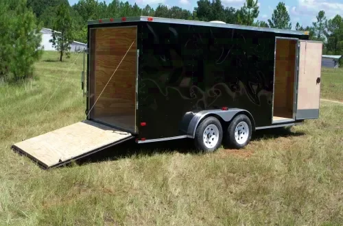BLACK 16FT CARGO TRAILER W/RAMP