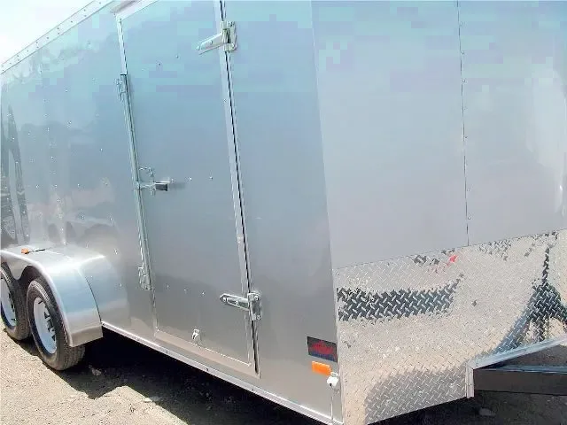 Cargo 16FT  silver with white spoke wheels and v-nose