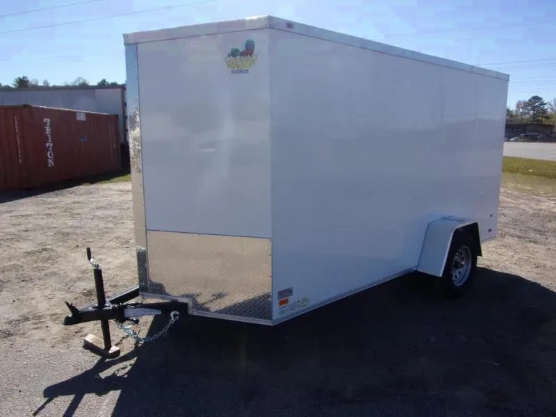 2025 Covered Wagon 6x12 White Gold Series Enclosed Cargo Trailer with Ramp Door