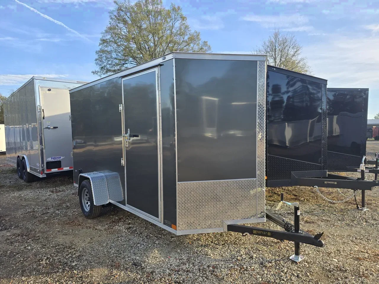 Enclosed 2026 6X12 Covered Wagon Trailers 6×12 Single Axle Enclosed Trailer With Ramp Door -ECCW612-111838 6 ft. x12 ft.
