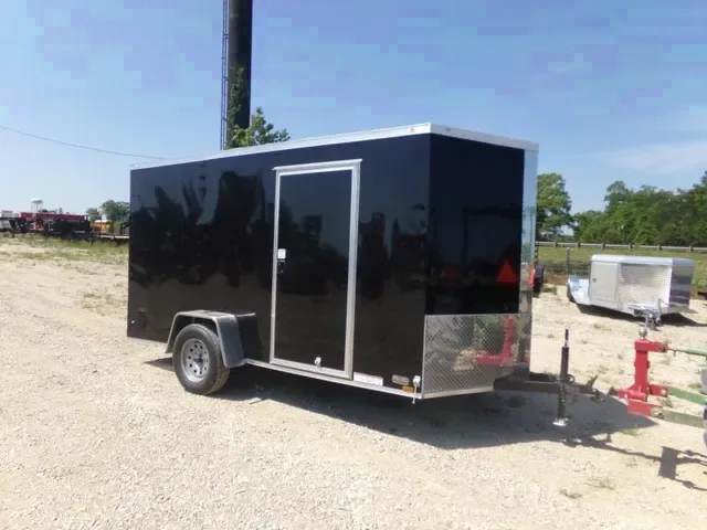 2025 Diamond Cargo 7x12 Black Ramp Door Enclosed Trailer