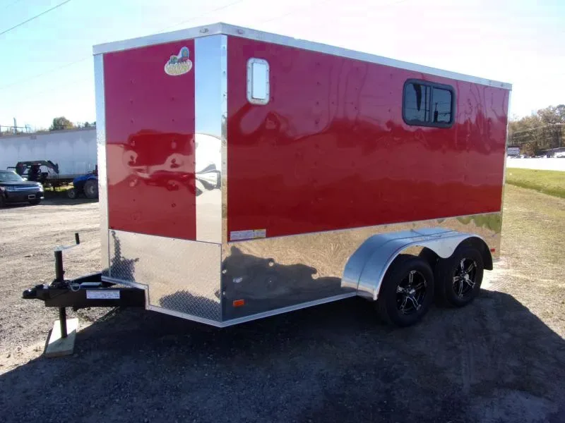 2025 Covered Wagon 7x12 Red Motorcycle Package Enclosed Trailer