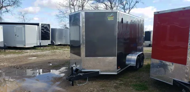 Trailer 7x14  grey W Ramp Door Enclosed Cargo screwlessTrailer