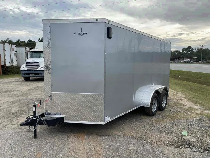 New 2025 NationCraft 7x14 Tandem Axle Cargo Trailer – Silver