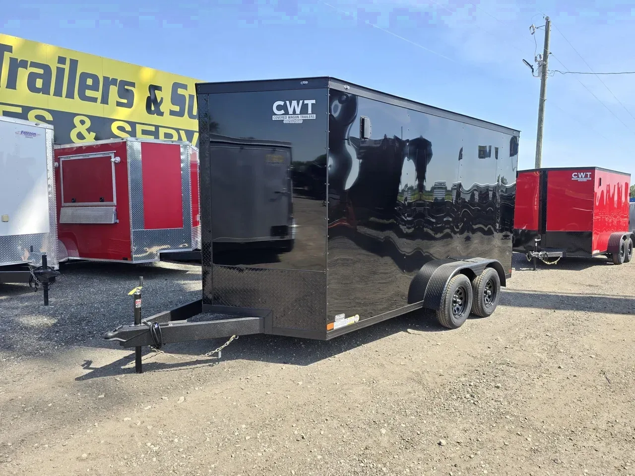 Enclosed 2026 7X14 Covered Wagon Trailers 7×14 TA black blackout enclosed motorcycle trailer -eccw714-112372 7 ft. x14 ft.