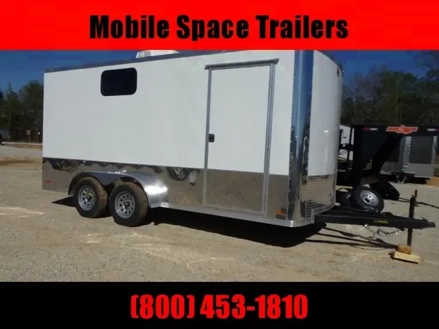 2025 Covered Wagon 7x16 White Motorcycle Package Enclosed Cargo Trailer