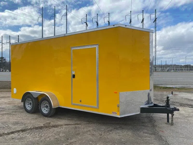 2025 Rock Solid Cargo 7x16 Yellow Ramp Door Trailer