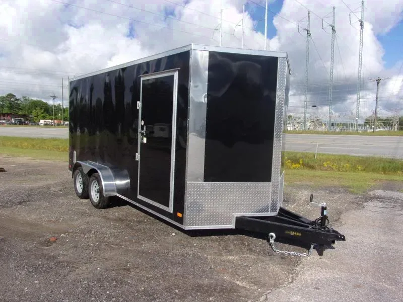 2025 Covered Wagon 7x16 Black Enclosed Cargo Trailer for Sale