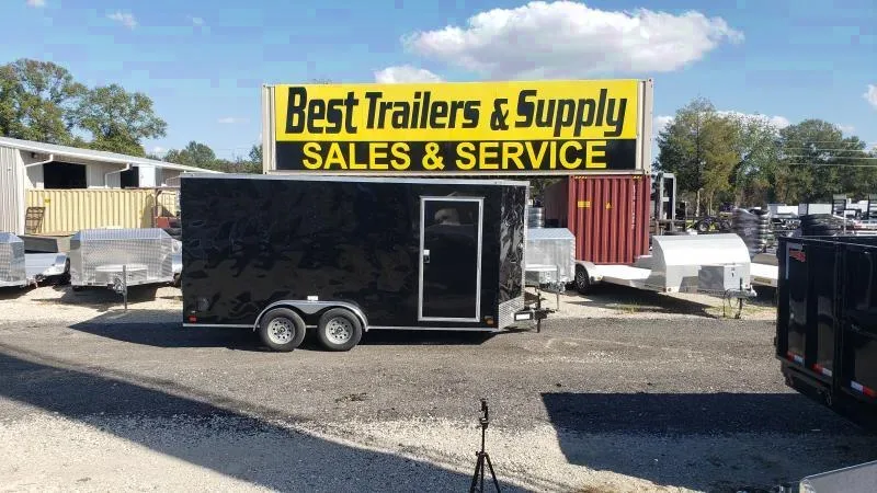Trailer 7x16 7 ft charcoal grey W Ramp Door Enclosed Cargo screwlessTrailer
