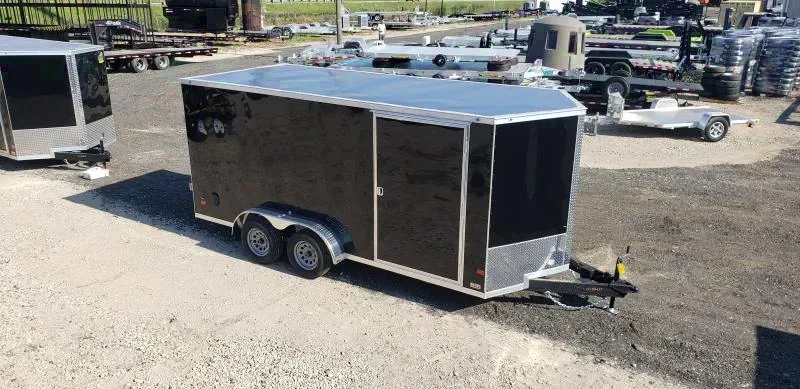 Trailer 7x16 6'6" black W/ Ramp Door Enclosed Cargo screwlessTrailer