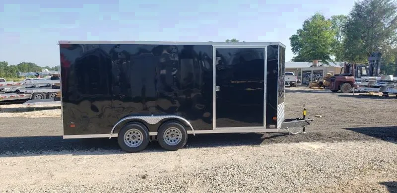 2025 Covered Wagon 7x18 Black Enclosed Cargo Trailer with Ramp