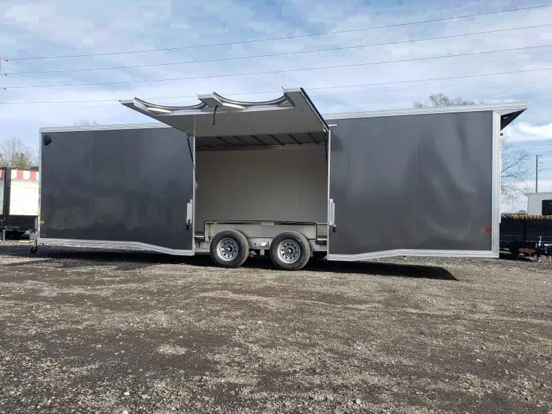 EZhauler trailer 8.5x28 car hauler spread axle ramp door Elite Ecsape door