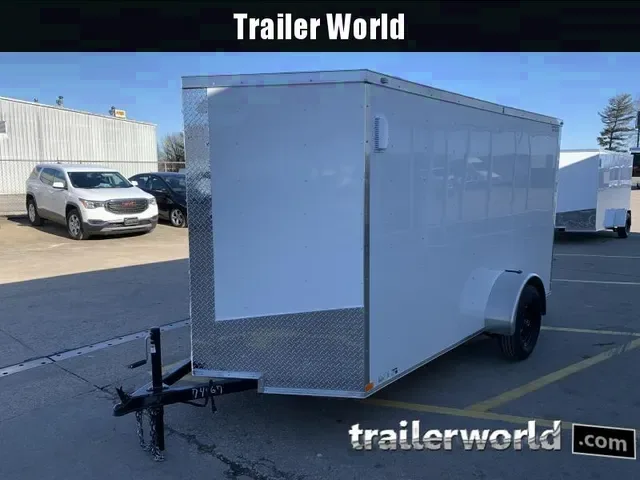 2025 White 6x12 Enclosed Trailer with Ramp Door