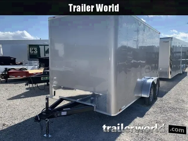 7x14 Tandem Axle Enclosed Cargo Trailer - Pewter, Double Doors