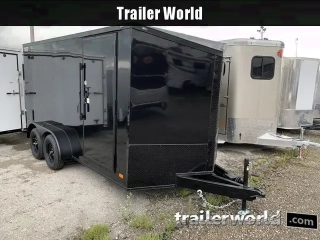 Sleek 2025 Covered Wagon 7x14 Blackout V-Nose Cargo Trailer - Offer Welcome