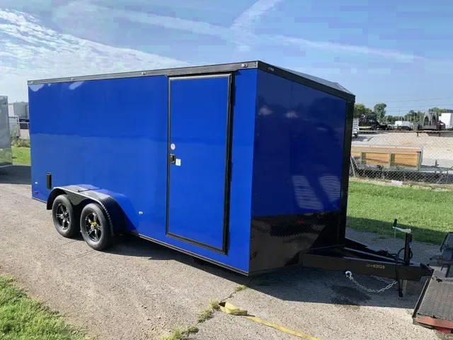2025 Covered Wagon 7x16 V-Nose Enclosed Cargo Trailer - Blue