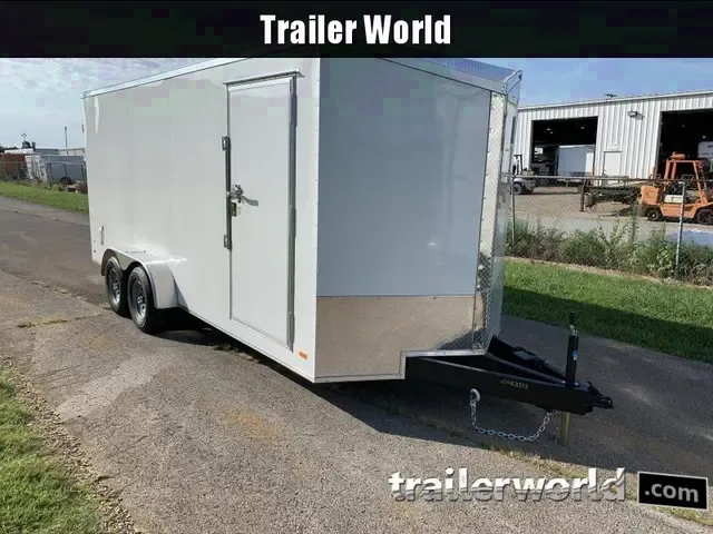 2025 Covered Wagon 7x18 V-Nose Enclosed Cargo Trailer 10k GVWR - White