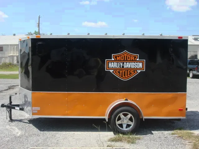 12FT BLACK AND ORANGE CARGO/MOTORCYCLE TRAILER