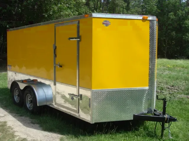 14FT YELLOW V-NOSE CARGO TRAILER