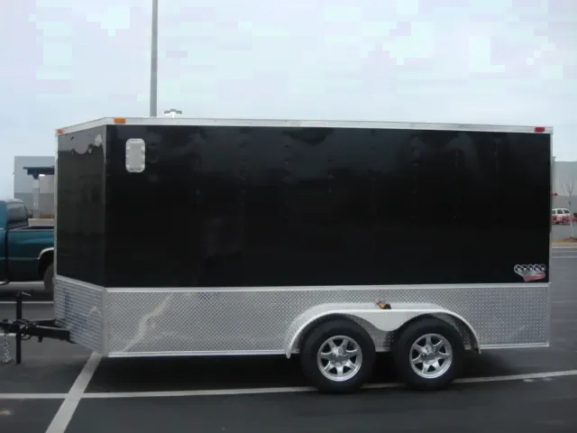 14FT BEAUTIFUL BLACK V-NOSE CARGO TRAILER