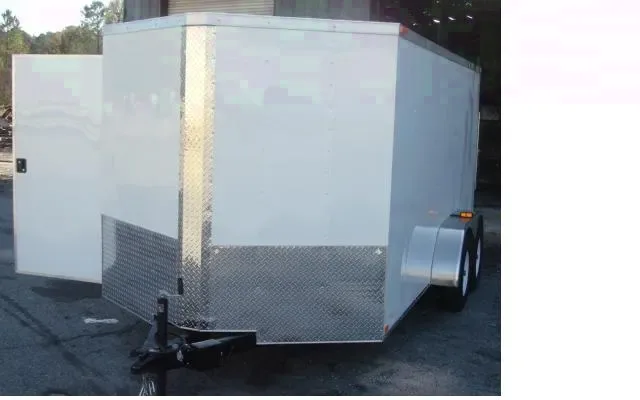 WHITE 14FT TA RAMP DOOR CARGO TRAILER