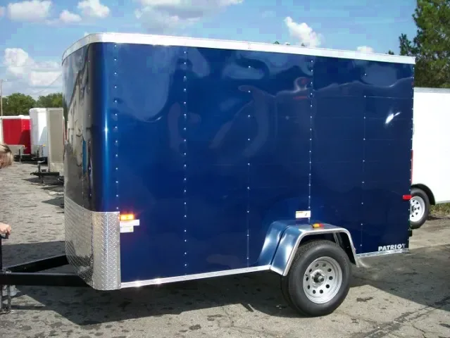 8ft  Enclosed Cargo Trailer  -  Cobalt Blue Flat Front