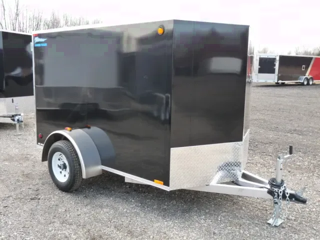 8ft Black Enclosed Cargo Trailer-Black V-Nose