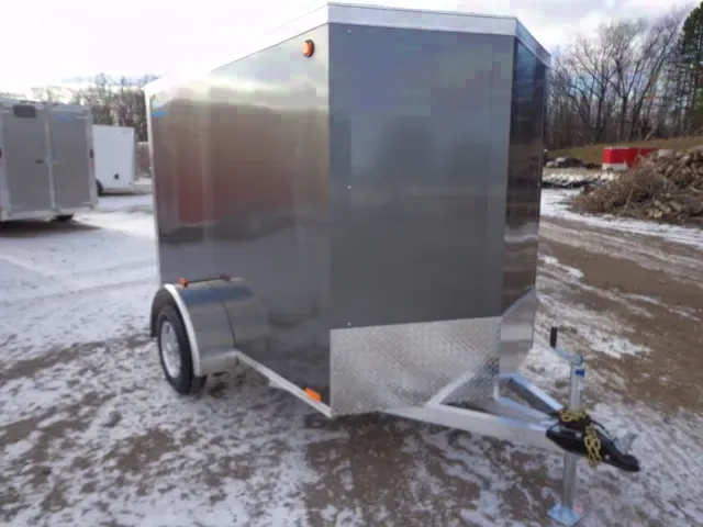 Charcoal 8ft V-nose Cargo Enclosed Trailer For Sale