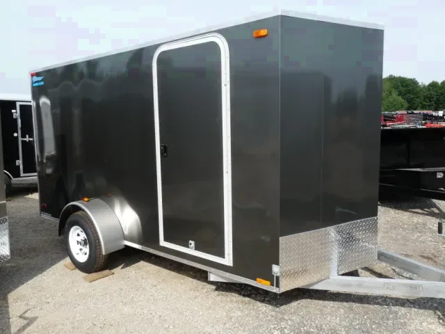 Black 12ft  All Aluminum Enclosed Cargo Trailer-Flat Front