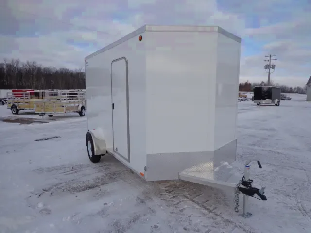 White 12ft Enclosed Cargo Trailer with V-nose