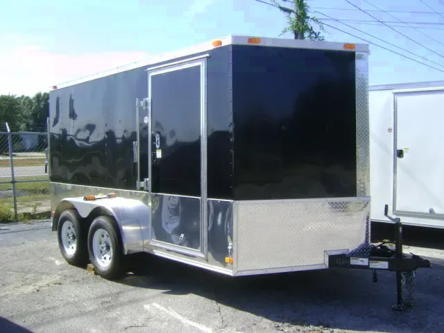 14ft Enclosed Landscape Cargo  -  Black with Wrap Around Diamond Plating