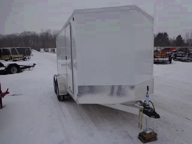 14ft Enclosed V Nose Cargo Trailer  - White