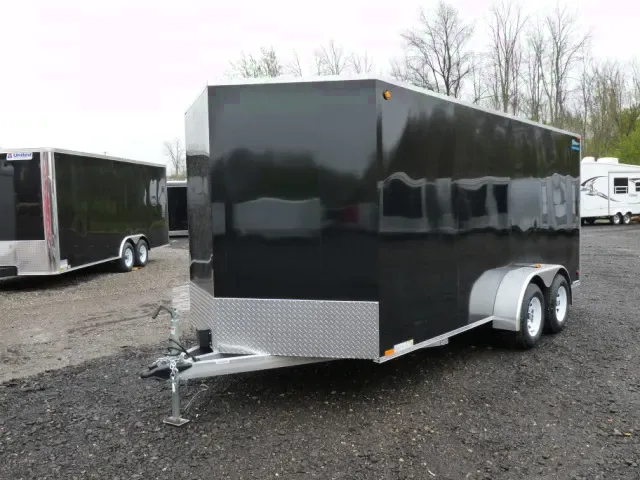 Black 18ft  All Aluminum V-nose Motorcycle Trailer
